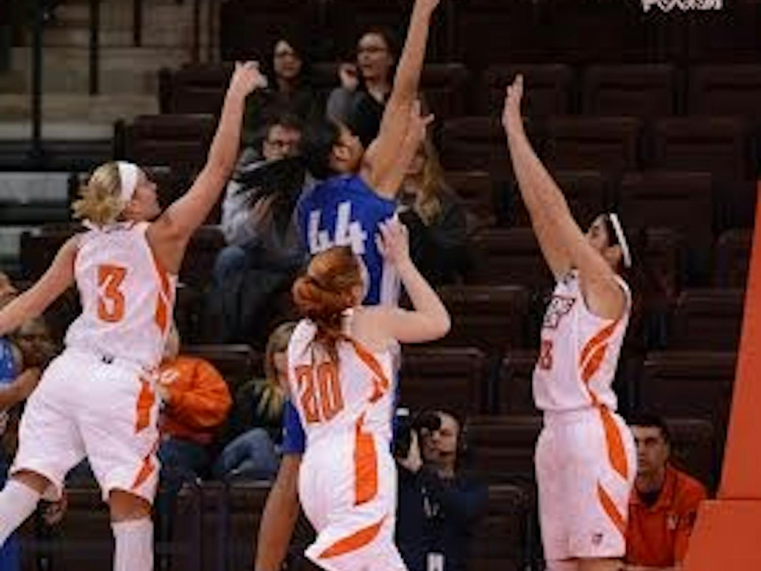 Senior forward Christa Baccas scores a layup during Wednesday's 55-47 victory over Bowling Green.