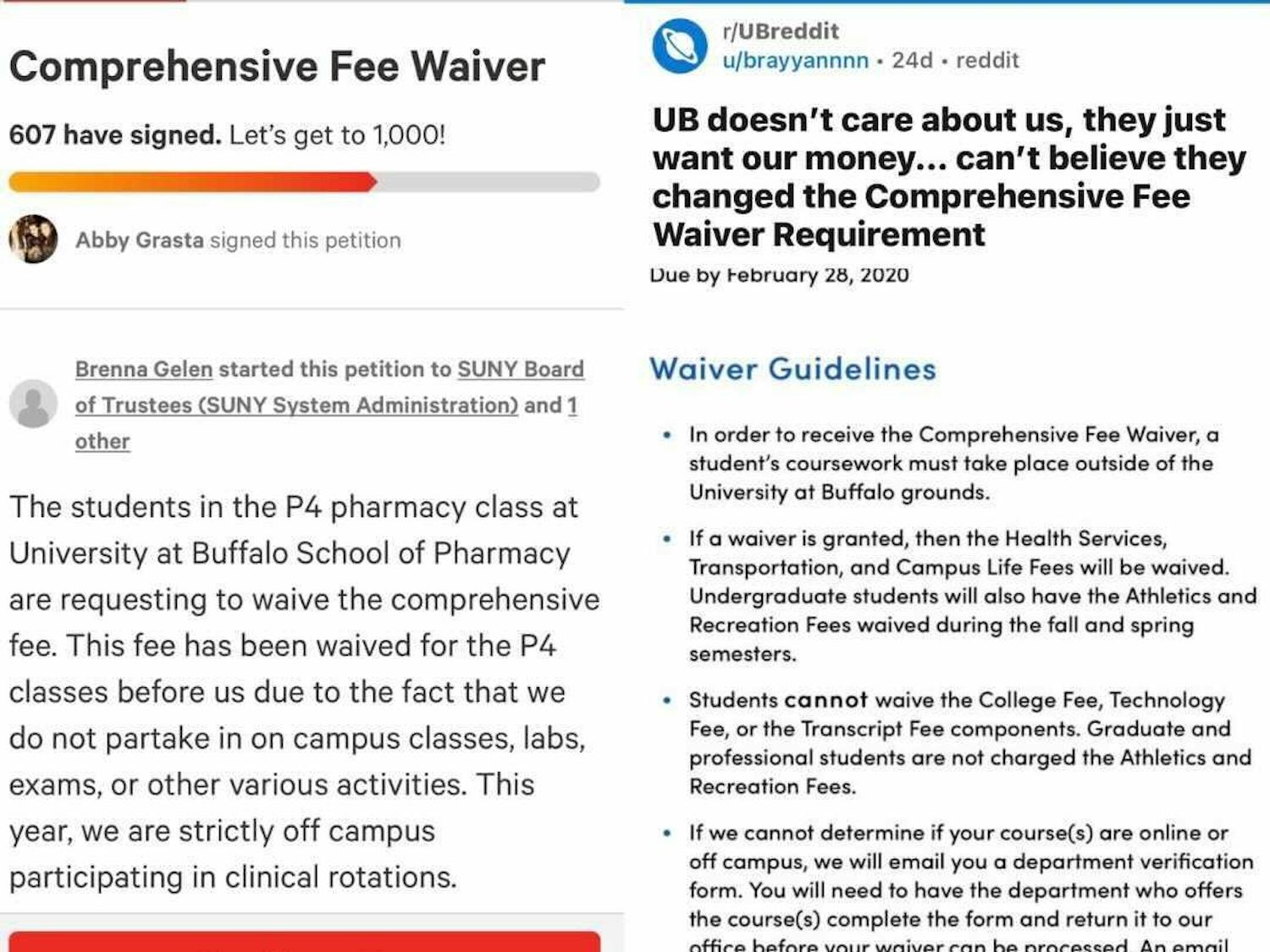 &nbsp;From left to right: Screenshots of pharmacy student petition and Reddit post.&nbsp;