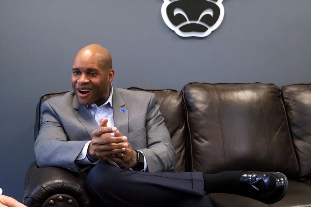 <p>UB Athletic Director Mark Alnutt sits down for an interview with The Spectrum Tuesday morning. Alnutt is hoping to talk to multiple organizations within UB to have an understanding of Athletics' situation across Amherst.</p>