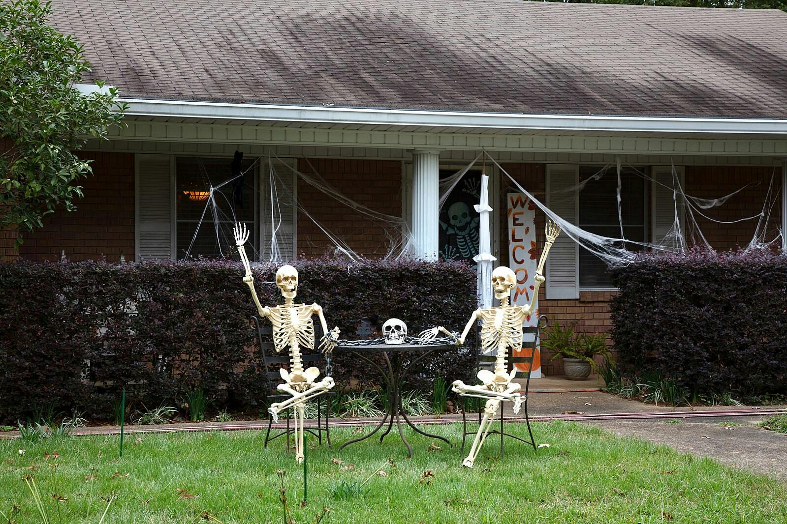 Skeleton Halloween decorations.