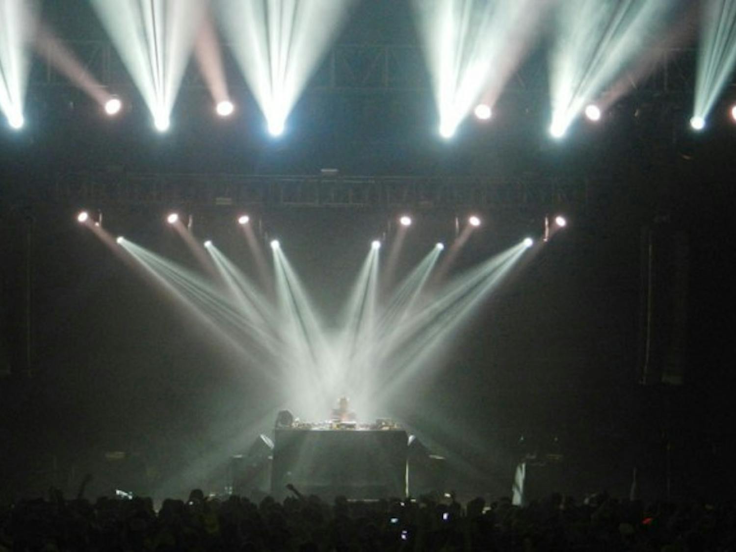 Carnage stood on stage and mixed pop and dance tracks to a crowd of hundreds of costume-clad people at the
Town Ballroom on Tuesday night. Courtesy of Flickr user swimfinfan