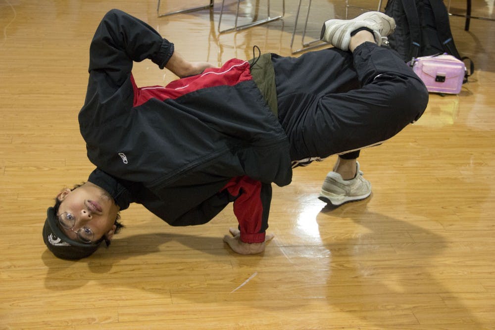 <p>Members of the UB Breakdancing club performing. The UB Breakdancing club helps cultivate breakdancing and learn the craft on campus</p>
