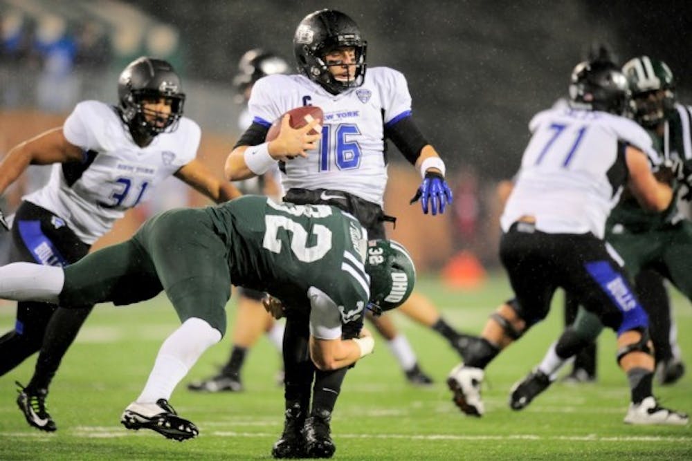 Junior quarterback Joe Licata threw for just 74 yards in Buffalo&#39;s 37-14 loss to Ohio Wednesday evening.
Courtesy of Dan Kubus