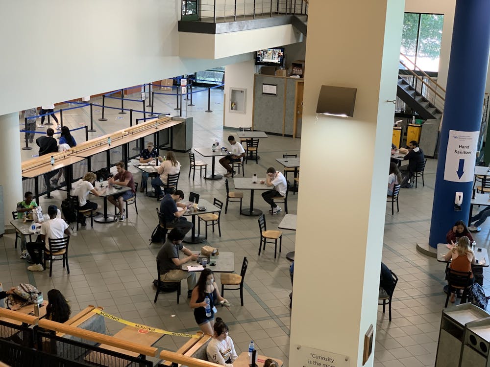 UB has implemented socially distanced seating in the Student Union.