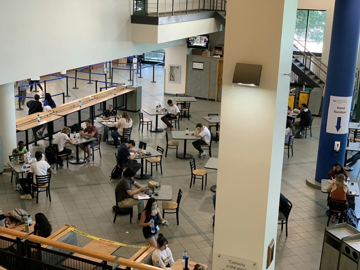 UB has implemented socially distanced seating in the Student Union.