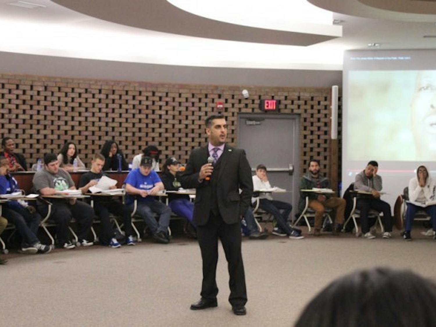 Dr. Kushal Bhardwaj’s popular class, Hip Hop and Social Issues manages to attract students for hours after the three hour class is over. The freestyle sessions after each class often end when the janitors come to clean the room at midnight.
Cletus Emokpae, The Spectrum