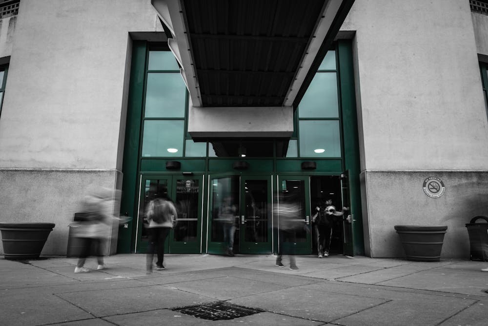 Students walk outside of the Student Union on Wednesday.