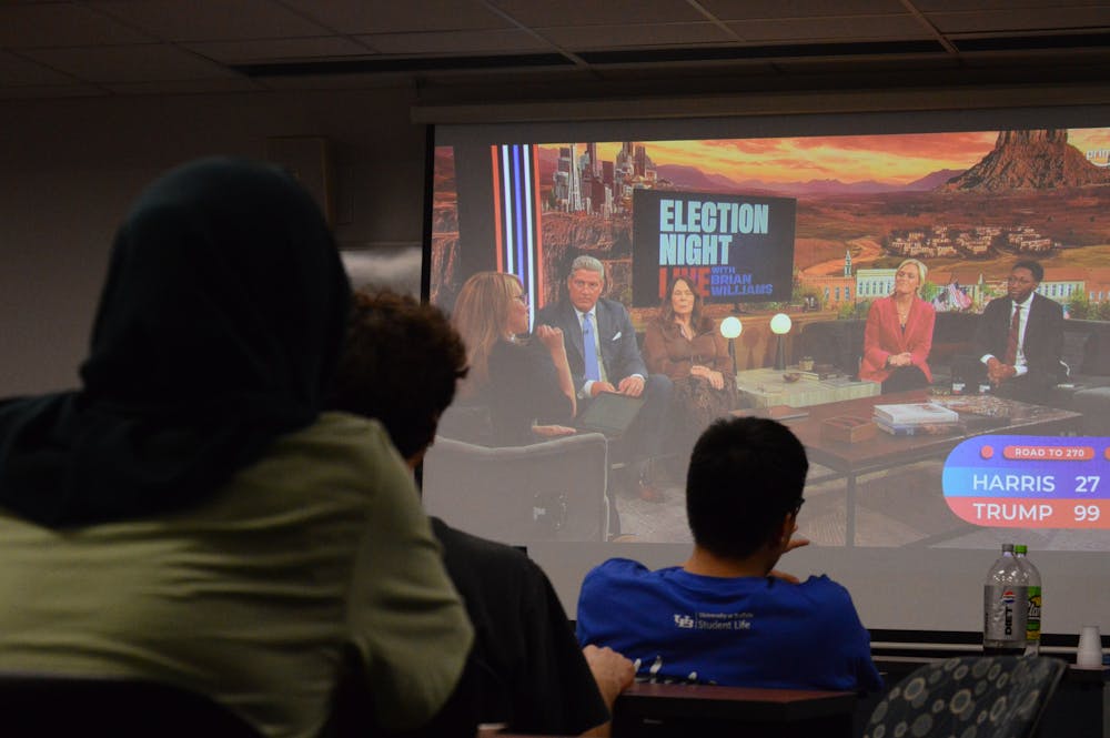 Students watch election updates on the night of Nov. 5