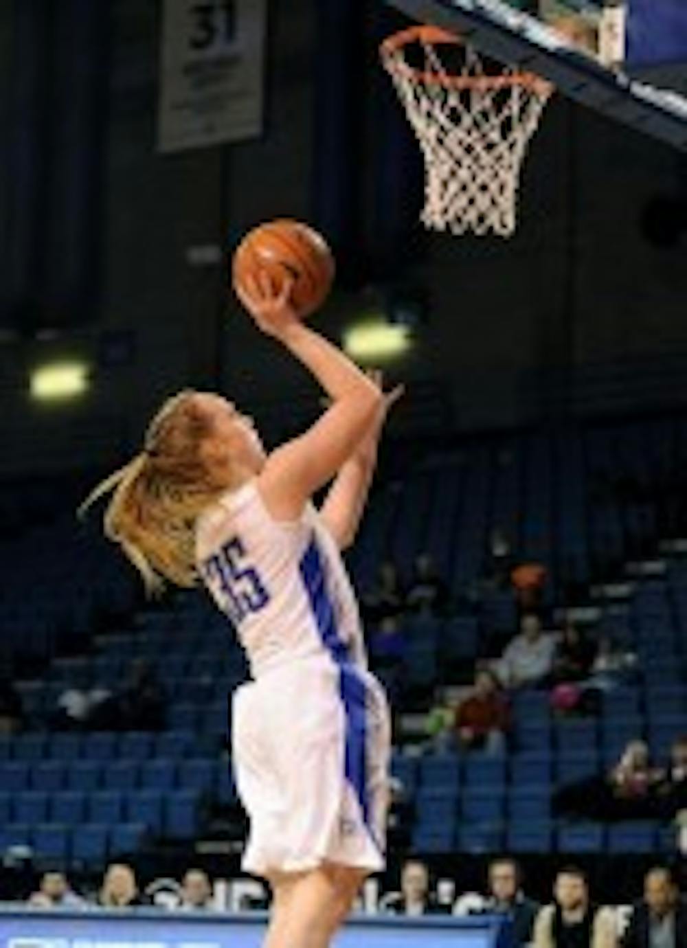 Junior guard Mackenzie Loesing goes for a layup in Buffalo&#39;s 73-64 victory over
Niagara on Nov. 22. Loesing&nbsp;had 17 points in the Bulls&#39; 79-73 loss to LIU Brooklyn&nbsp;
Sunday.&nbsp;
