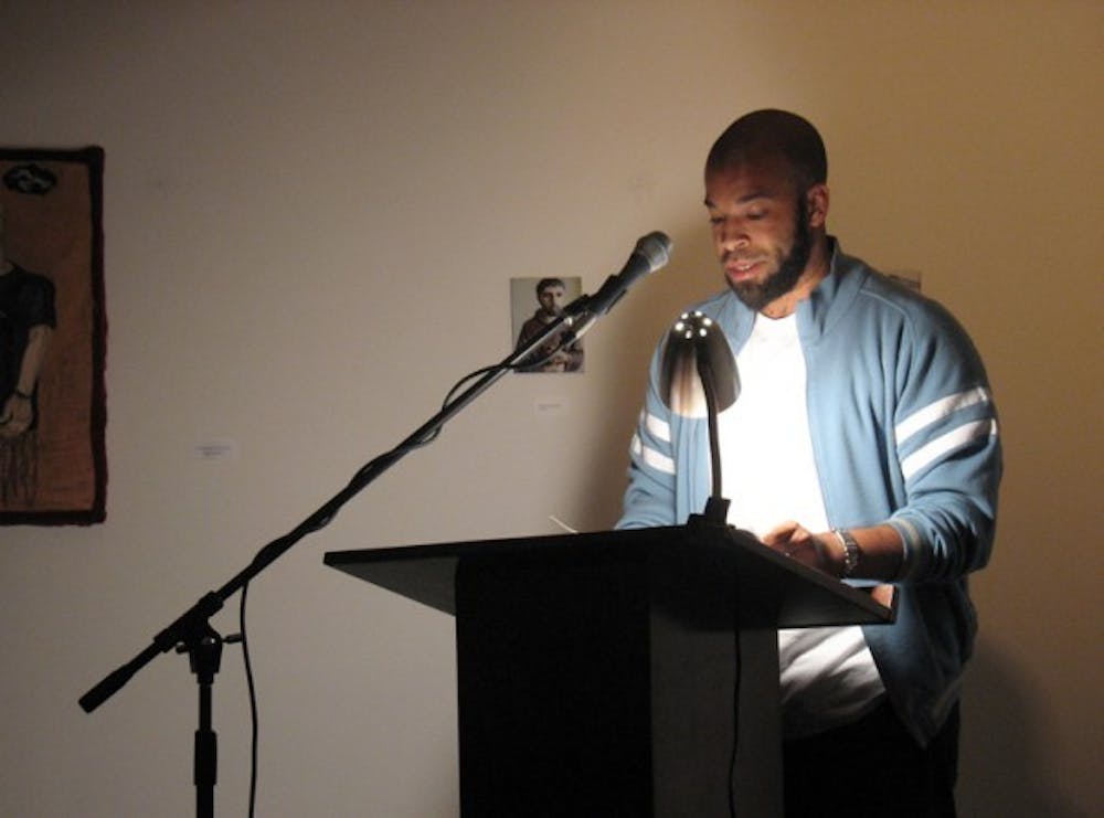 Douglas Kearney (pictured performing at the California Institute of the Arts) visited UB on Thursday. He kept audiences entertained as he read a collection of works dealing with his personal struggles and injustices throughout history.&nbsp;Courtesy of Flickr user Jason Brown