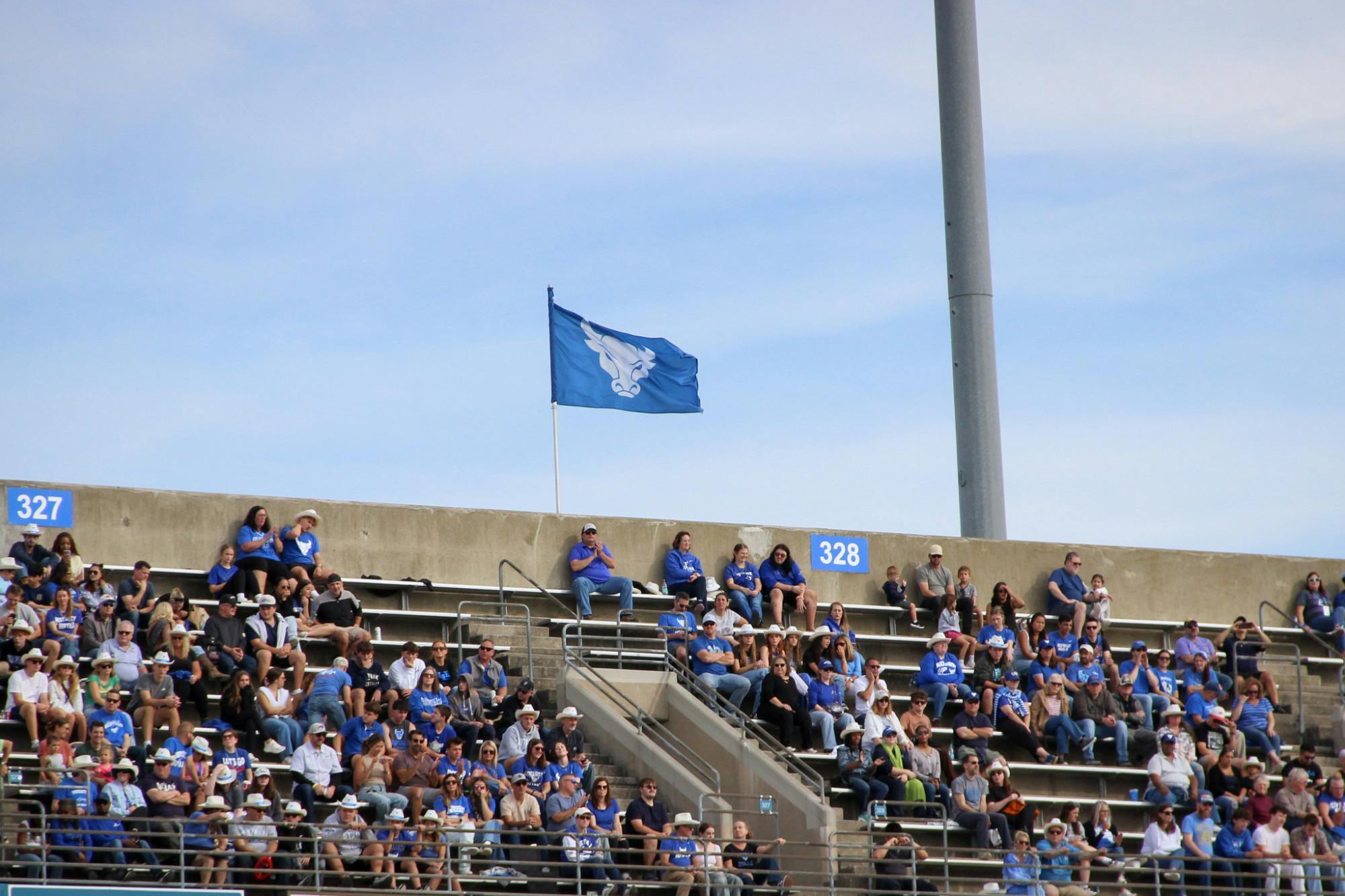 A lively crowd gathers at the Bulls' annual homecoming football game Saturday.