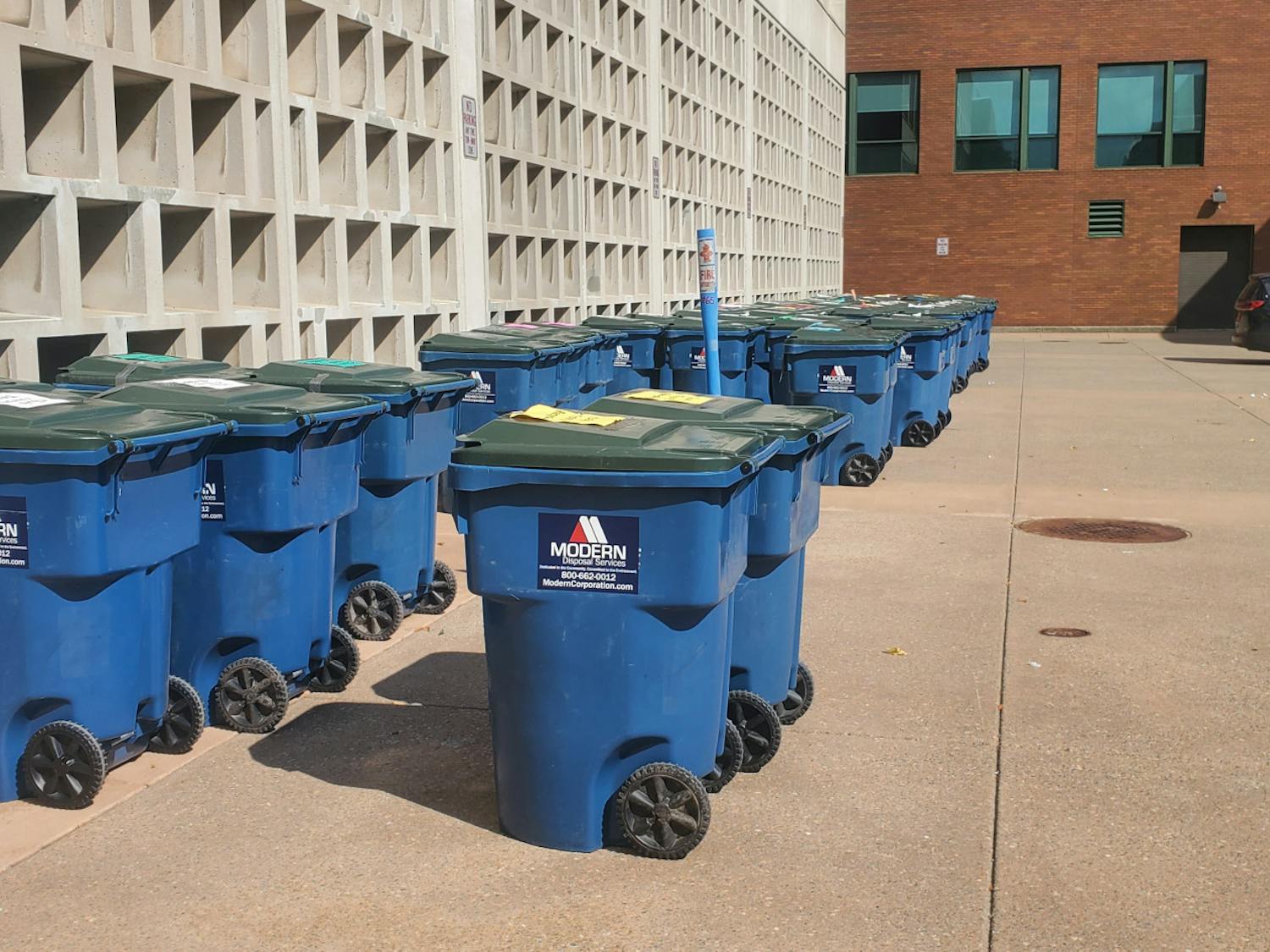 Waste bins on UB's North Campus.