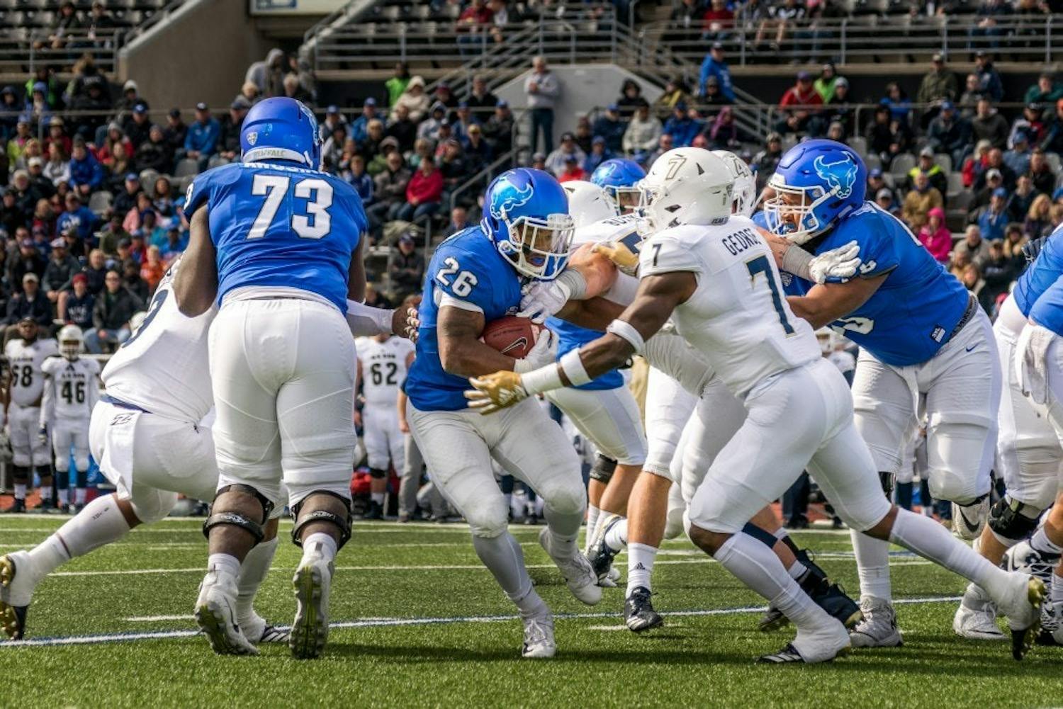 Jaret Paterson of UB Football in action during a game last fall.&nbsp;