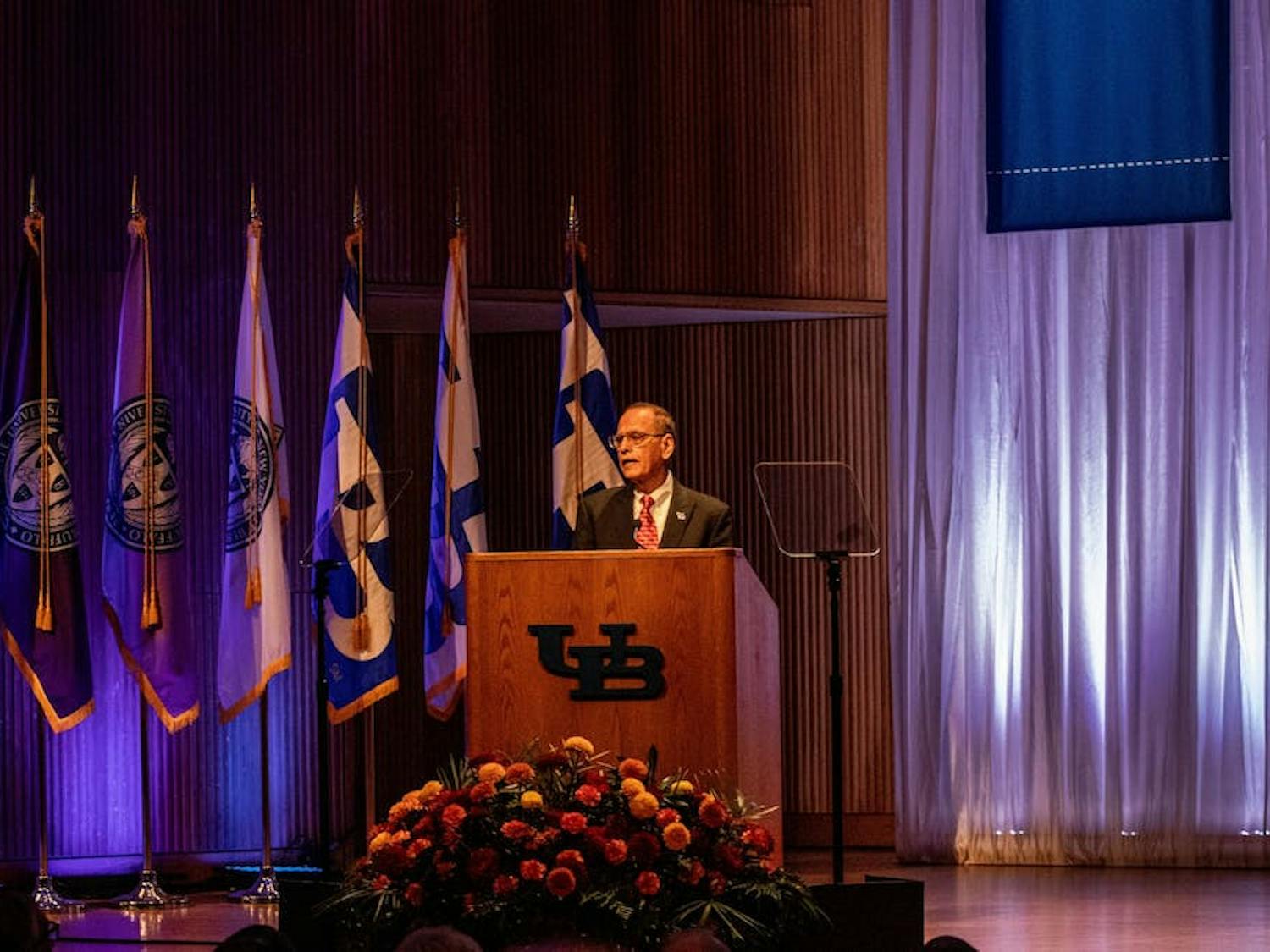 The speech came one year after Tripathi's 11th annual address (pictured above).&nbsp;