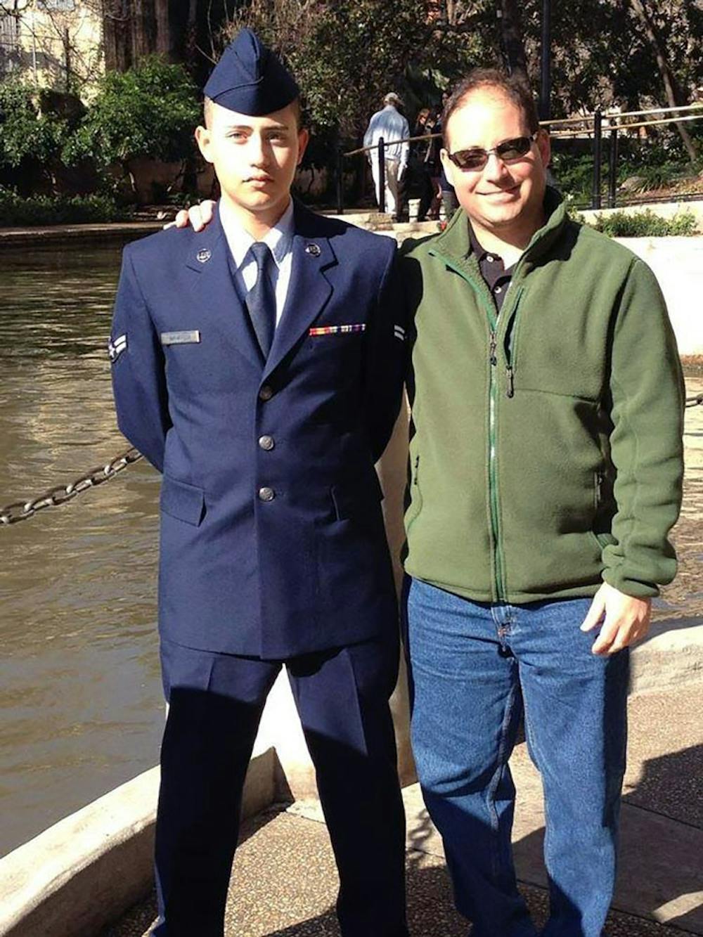 <p>Nicholas&nbsp;Manfredi (left)&nbsp;always knew he wanted to go into the armed forces because his father&nbsp;(right)&nbsp;was in the Navy.&nbsp;</p>