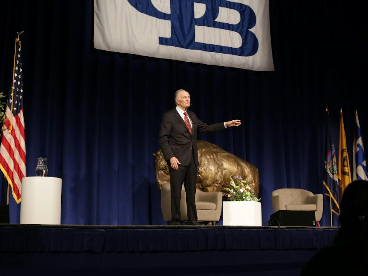Actor, director, screenwriter and science communicator Alan Alda spoke at Alumni Arena Wednesday night as part of UB’s 31st annual Distinguished Speakers Series. Alda discussed the value of clear and empathetic scientific communication.
