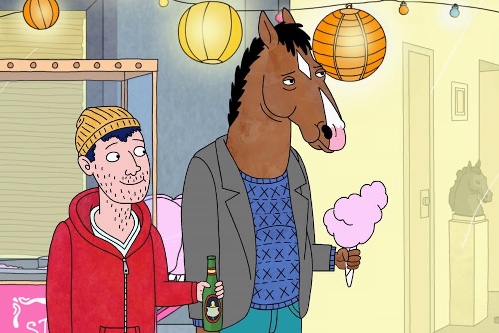 Netflix’s “BoJack Horseman,” featuring Todd (left) and BoJack (right).