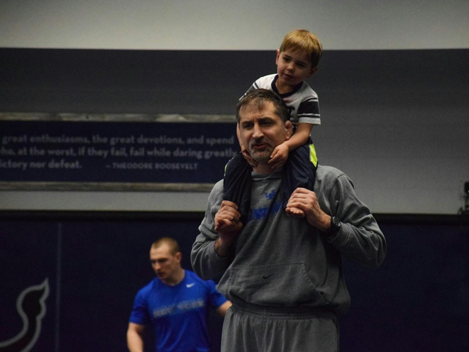 John Stutzman is UB’s head wrestling coach. It has been his dream since he was a wrestler here in the 1990s.