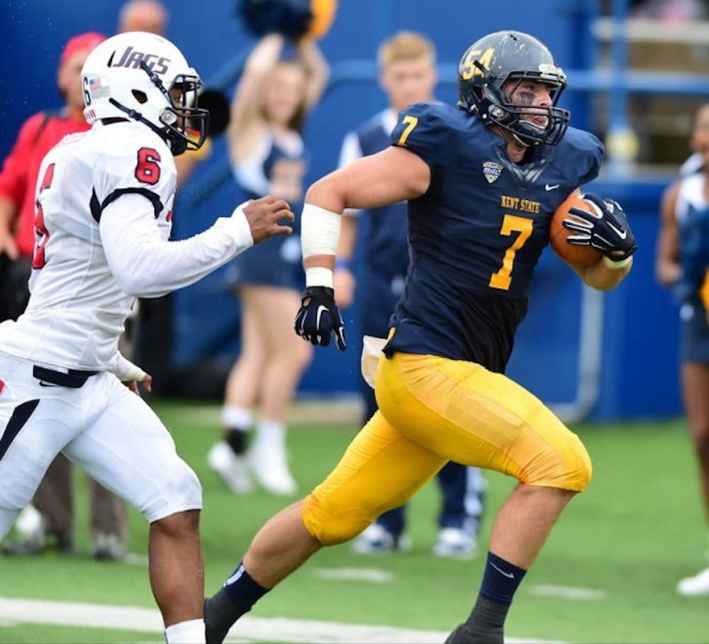 Senior tight end Casey Pierce leads the Golden Flashes in receptions and receiving yards and touchdowns. He also leads all MAC tight ends in receiving statistics. The Bulls host kent State Wednesday night. Courtesy of David Dermer