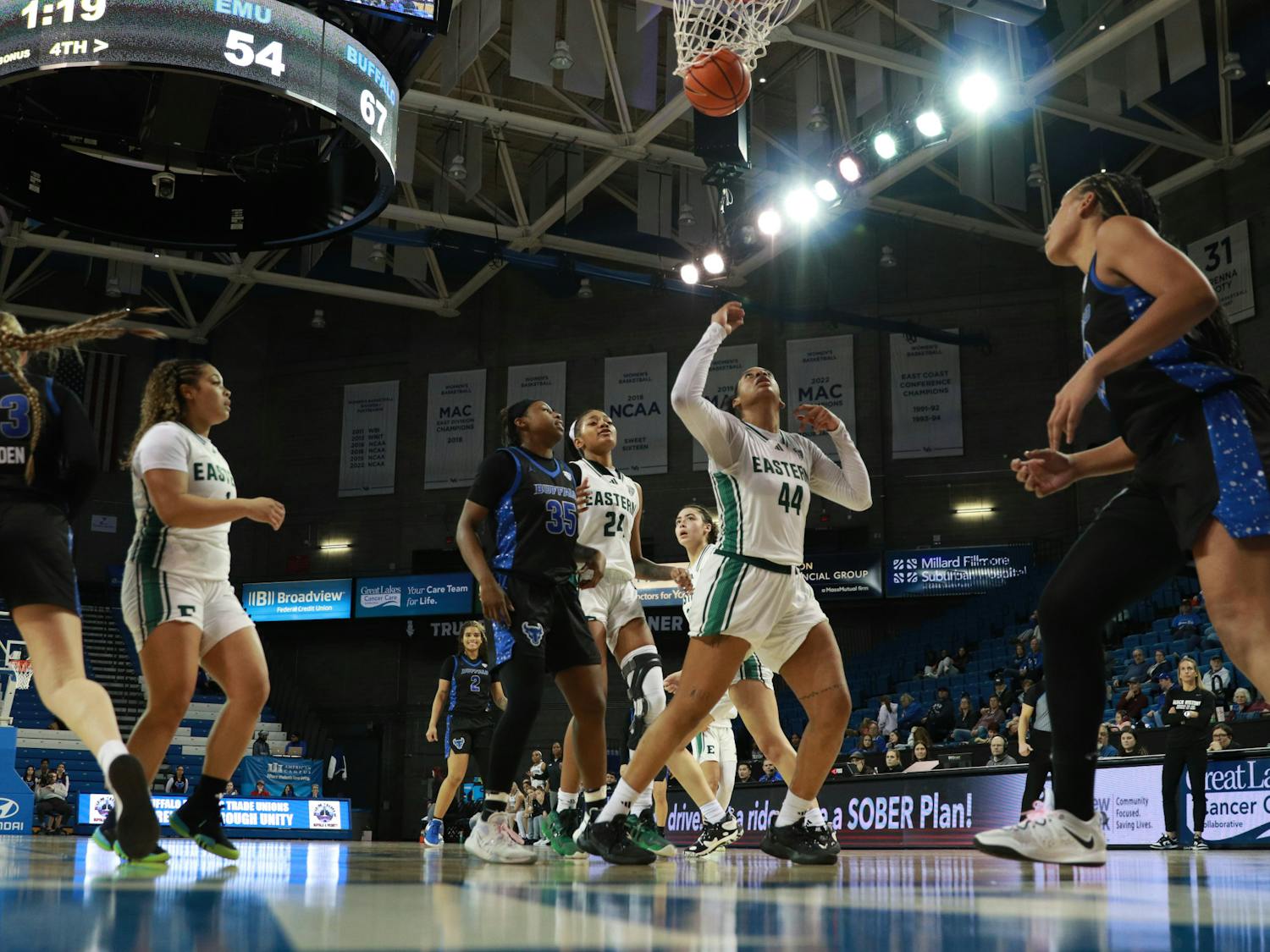 Kent State's interior pressure forced the Bulls to double-team in the paint, leaving outside shooters open to knock down shots from behind the arc. 