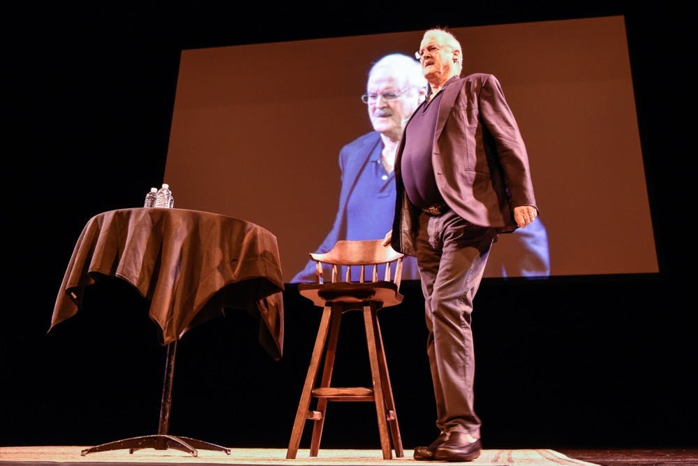 <p>John&nbsp;Cleese spoke to more than 1,000 people at the Center for the Arts on Friday as part of UB's Distinguished Speaker Series.&nbsp;</p>