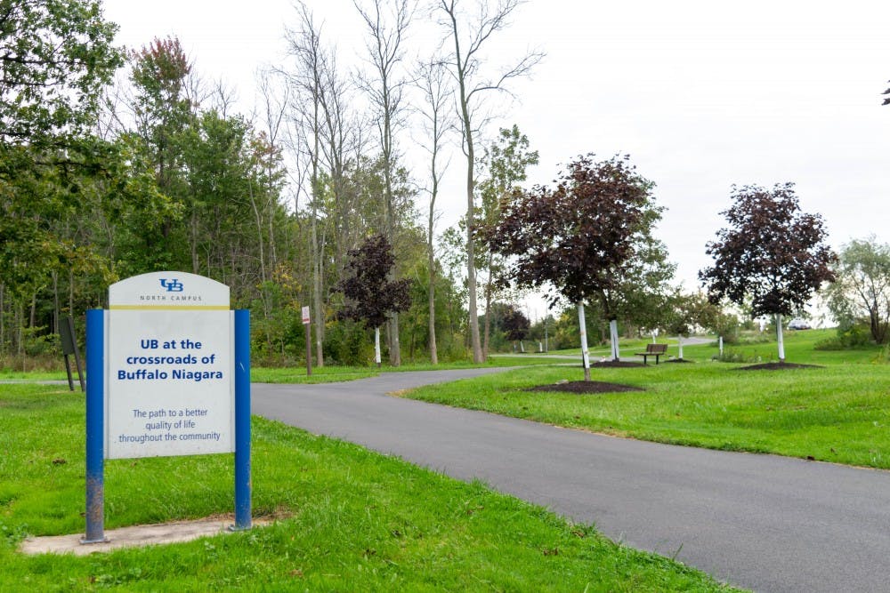 <p>Deer, squirrels and other wildlife graze UB’s land every day near the Ellicott Creek. The land east of the Millersport Highway is mostly undeveloped but features part of the Ellicott Creek trailway system.</p>