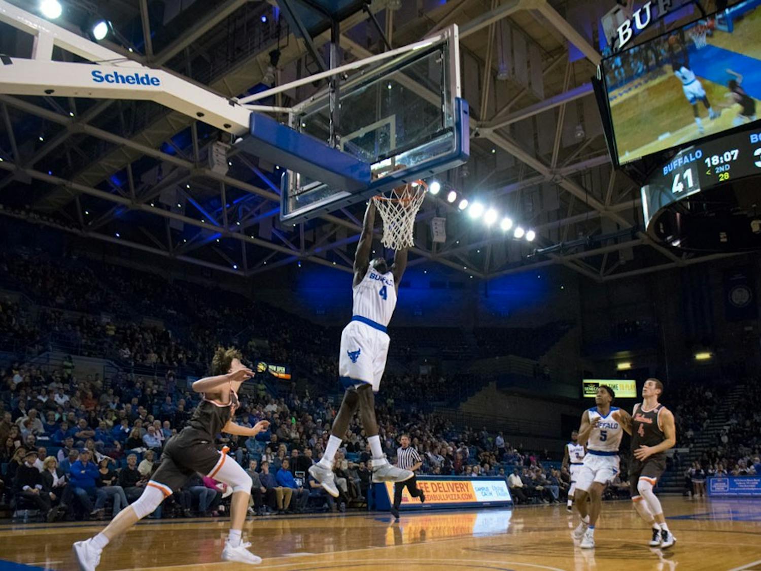 David Kadiri goes up for a dunk. Several UB teams are seeing their seasons come to an end.