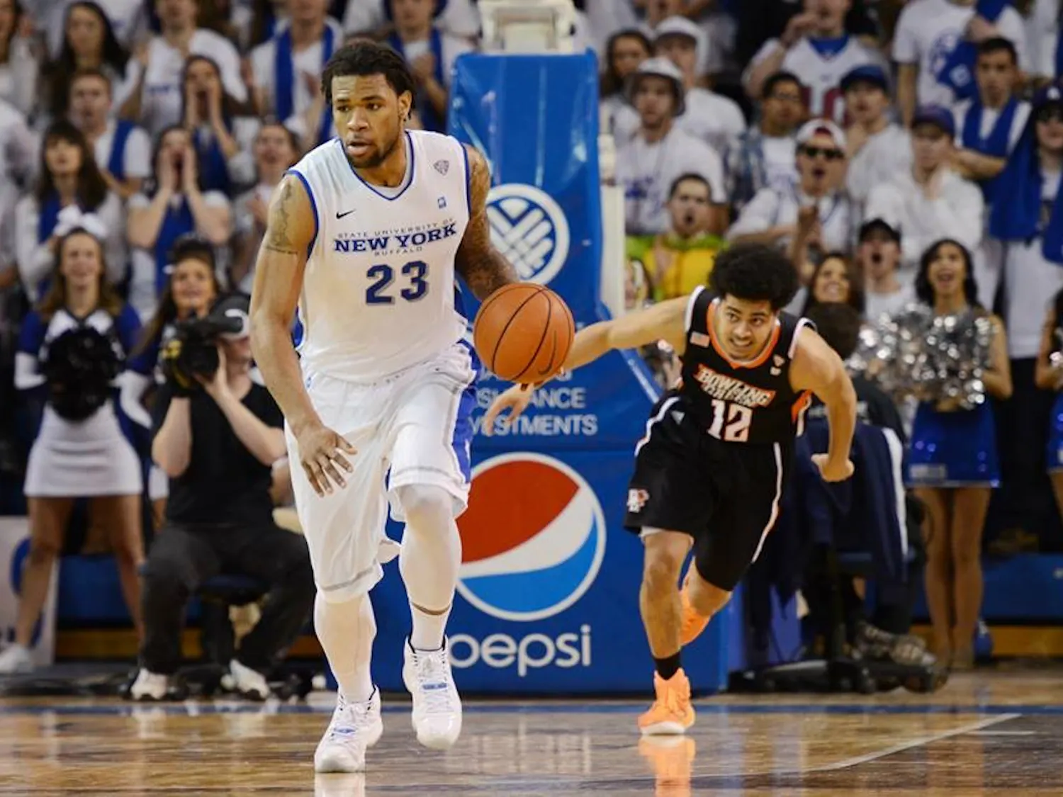 Justin Moss (23) and two other Bulls teammates could face a suspension or expulsion after an on-campus dorm theft in June, according to The Buffalo News.