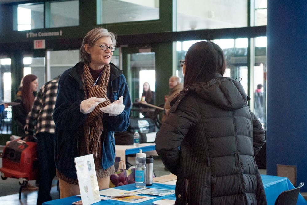 <p>Janice Cochran, a nutritionist and dietician for UB Wellness Center, speaks to students during National Eating Disorders Awareness Week. UB's Wellness Education Services and Counseling Services encouraged students to get more involved and accept their body image. </p>