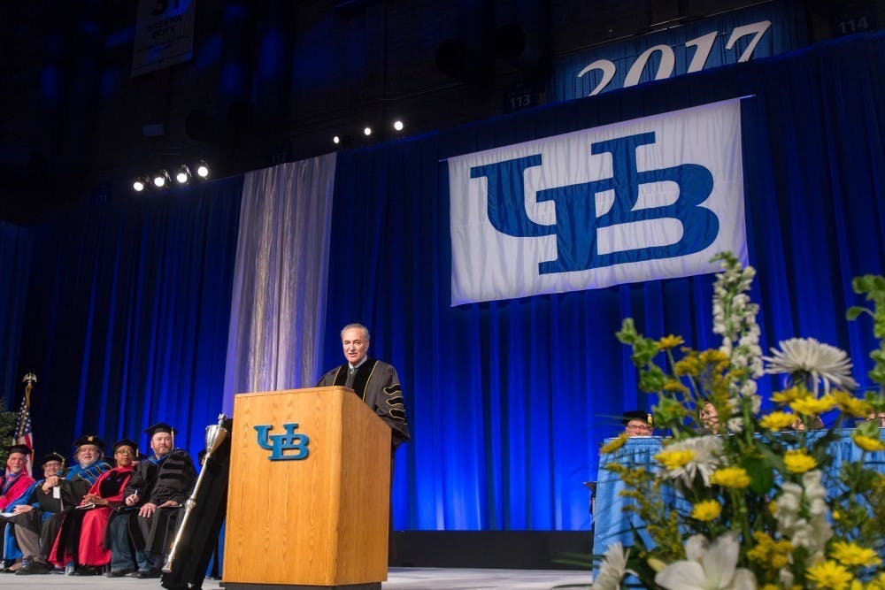 Senate Majority Leader Chuck Schumer (D-NY) speaks to students at UB's 2017 Commencement ceremony.