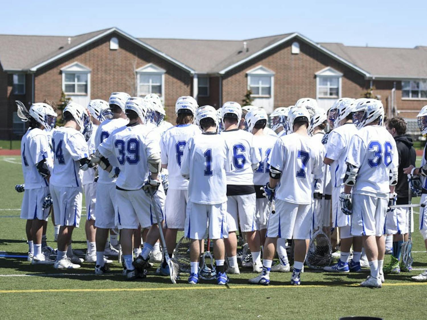 The men's lacrosse team defeated Rhode Island 17-4 at Kunz Stadium on April 23.