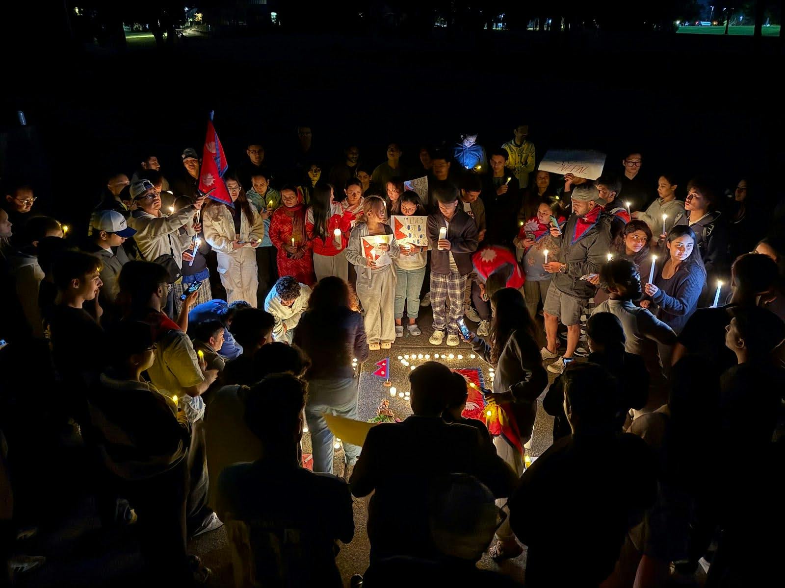 Candlelight vigil held for the many injured during the Nepal protests.