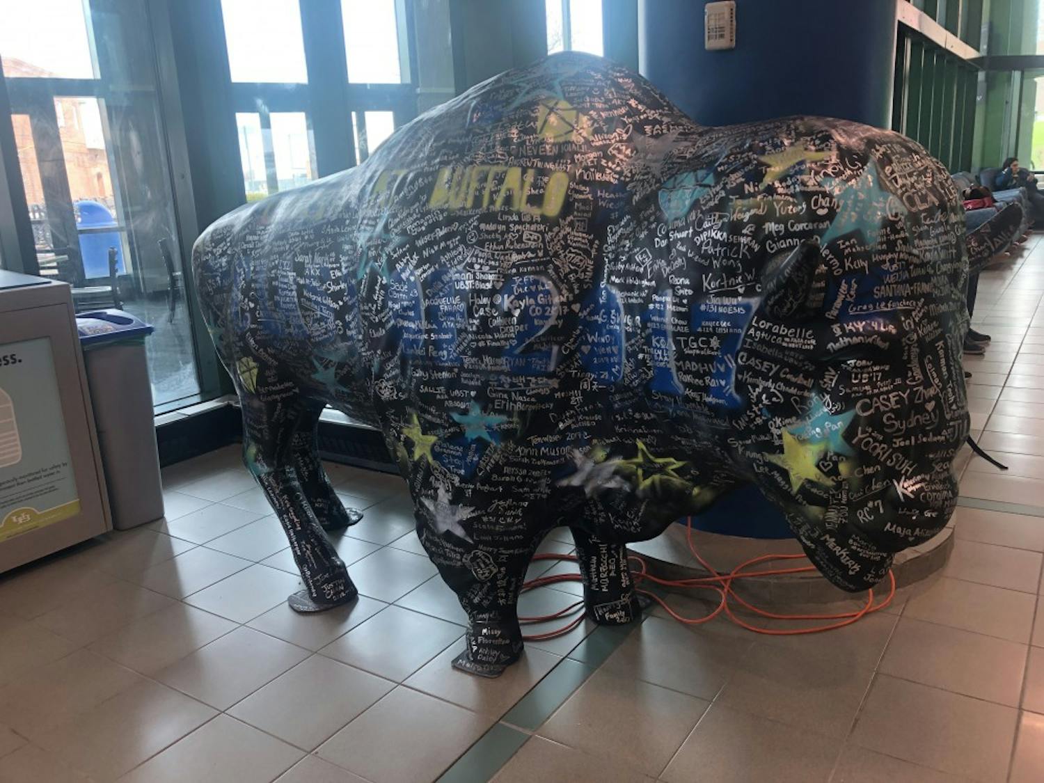 The Sign-A-Bull program would have been 8 years old this year under Student Engagement. Bulls appear across campus and feature hundreds of signatures from graduating seniors.