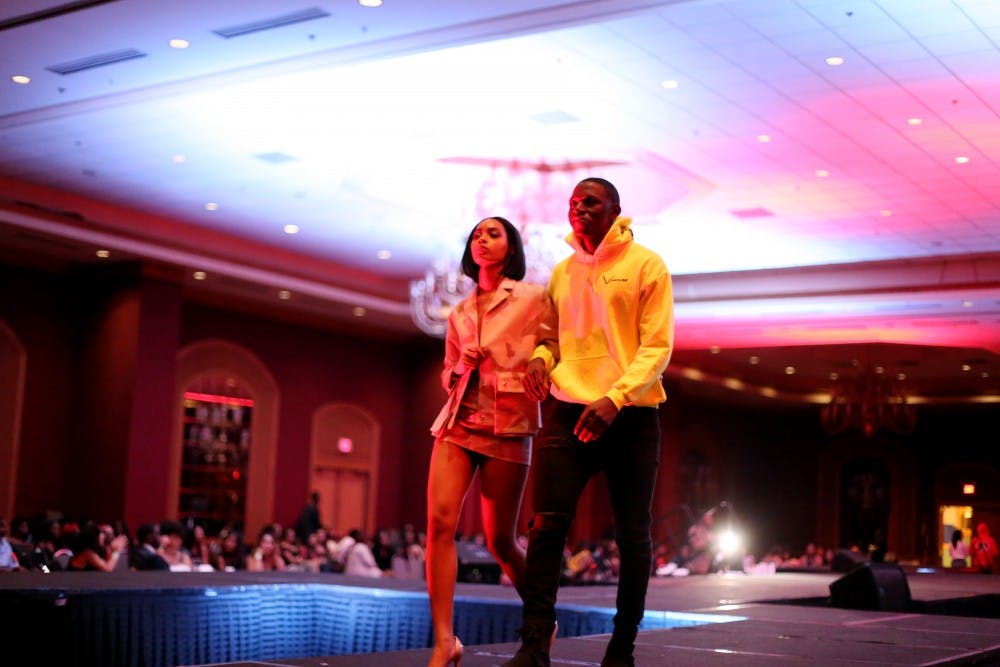 <p>Models pose for Black Student Union’s Black Explosion fashion show. The event celebrated the 50th anniversary of BSU and showcased student and local talent in the fields of music, dance and clothing.</p>