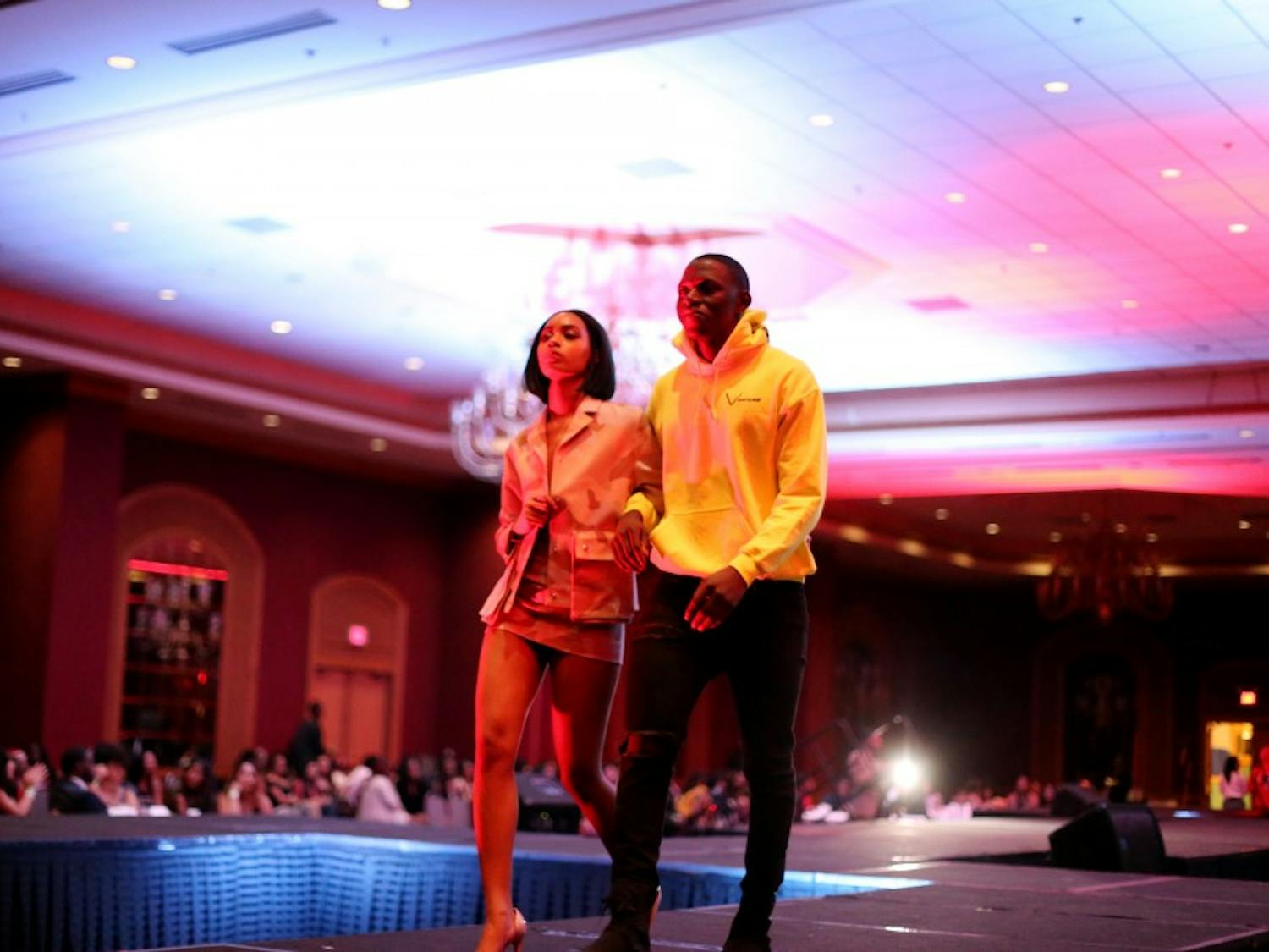 Models pose for Black Student Union’s Black Explosion fashion show. The event celebrated the 50th anniversary of BSU and showcased student and local talent in the fields of music, dance and clothing.