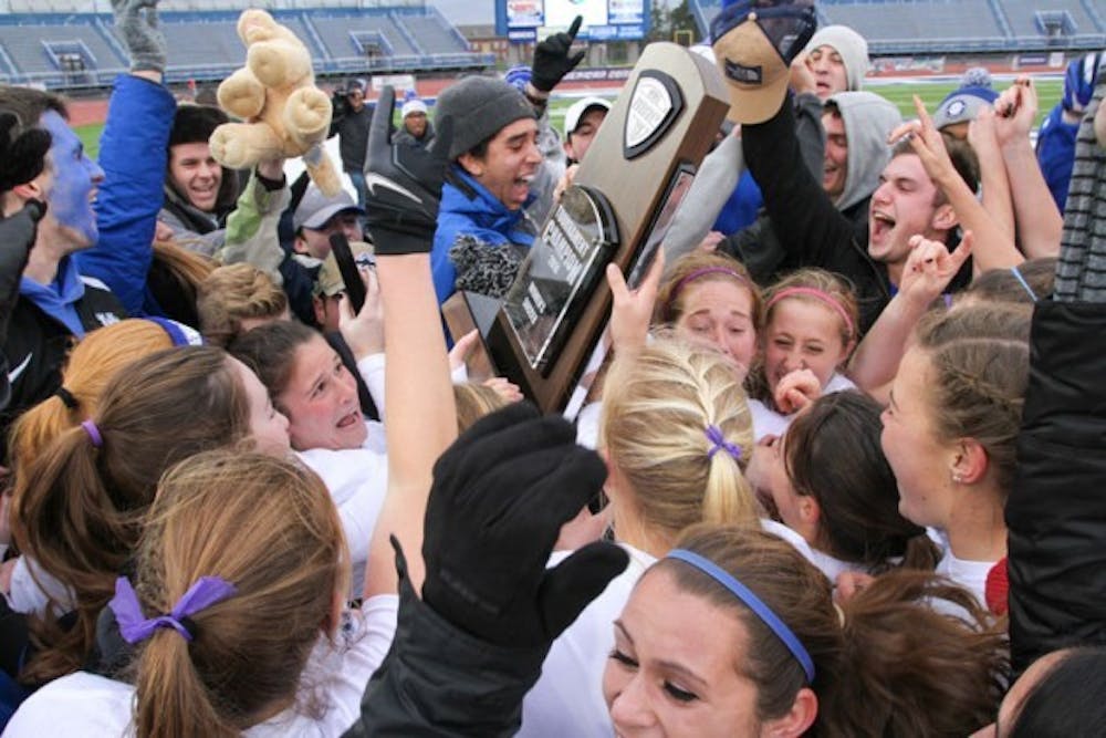 The women&rsquo;s soccer team celebrates its first-ever MAC Championship on Nov. 9. The Bulls&rsquo; season came to end on Nov. 14 after they were defeated 4-1 by Penn State in the first round of the NCAA Tournament. Chad Cooper, The Spectrum&nbsp;