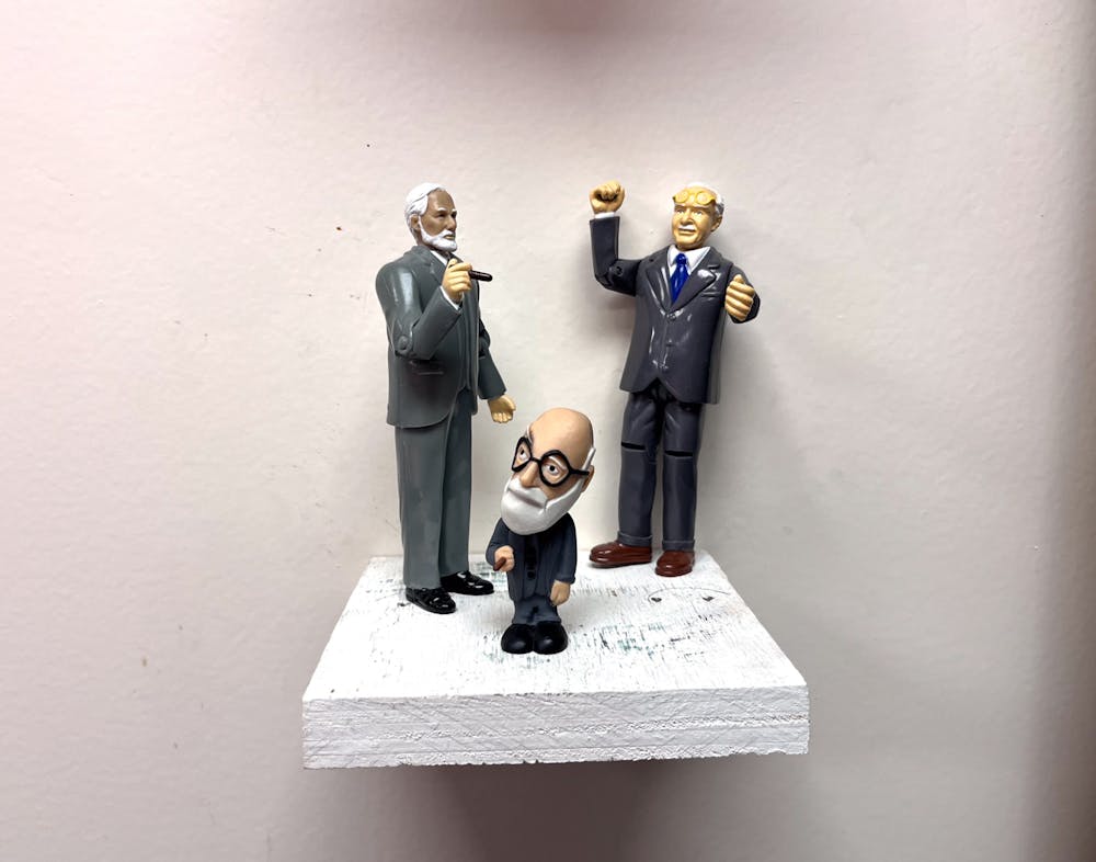 <p>Figurines of psychoanalysts inside of The Center for the Study of Psychoanalysis and Culture.</p>