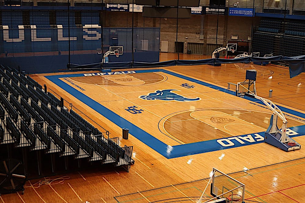 <p>Alumni Arena home to UB men's and women's basketball teams, the women's volleyball team, and wrestling team.</p>