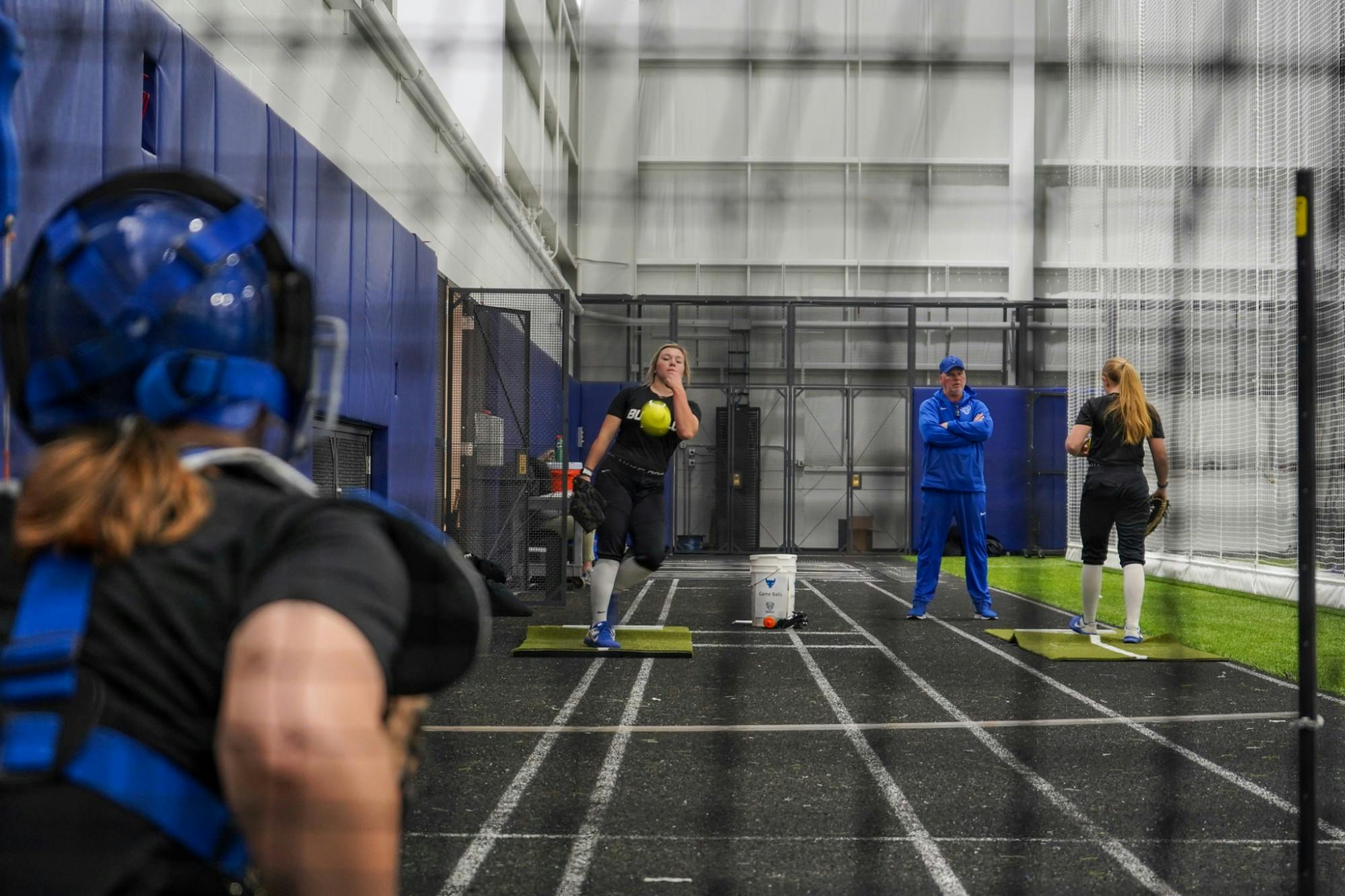 Sophomore pitcher Alexis Lucyshyn throws a pitch during practice last February. The softball team looks to turn things around in 2021.