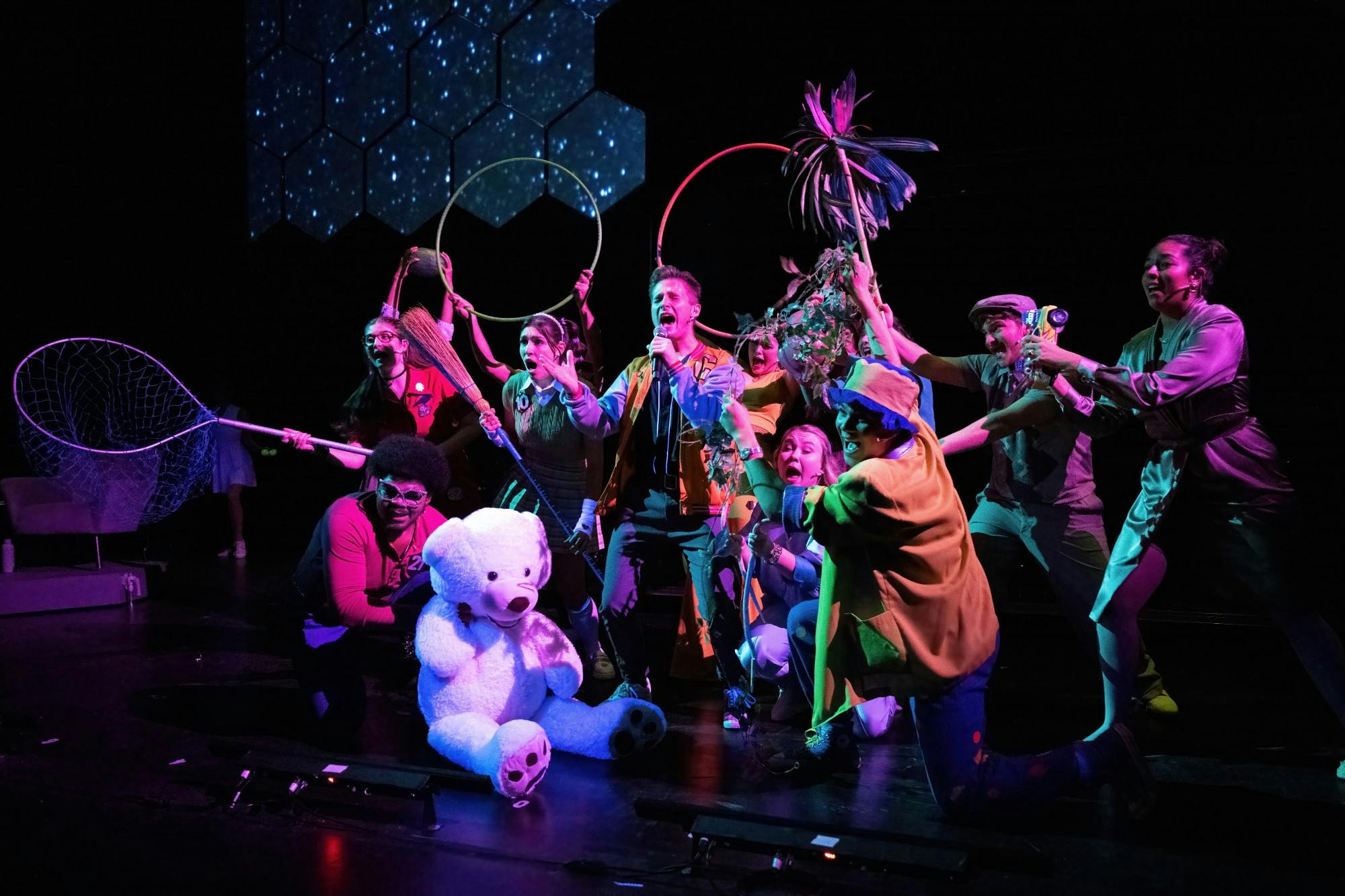 The cast of "The 25th Annual Putnam County Spelling Bee” perform one of the best known numbers from the show, "Pandemonium."&nbsp;