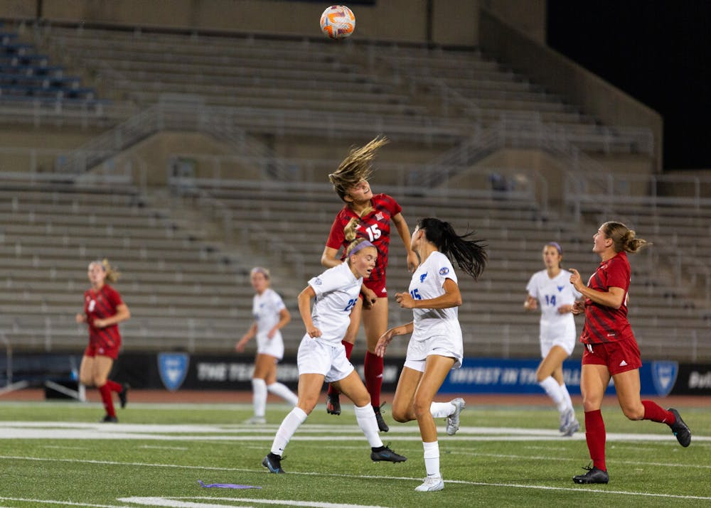 <p>Katie Krohn scored both goals in Thursday's game against Miami (pictured above), just one of several high-scoring games for the sophomore striker.&nbsp;</p>