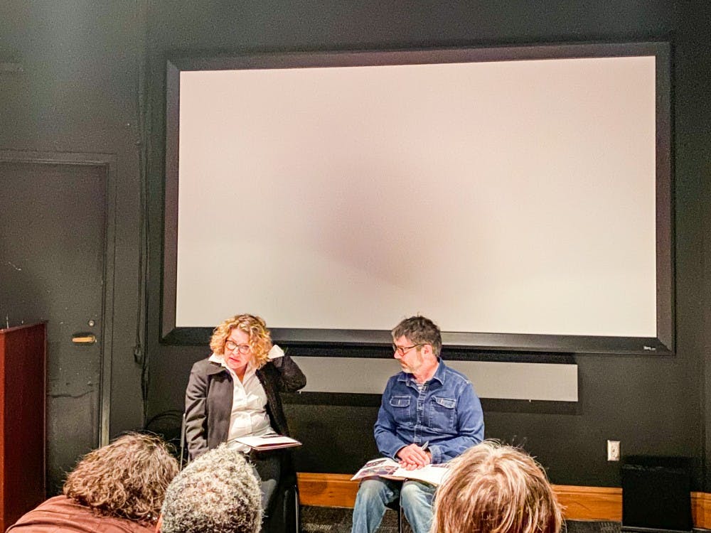 <p>Patricia Zimmermann and Jason Livingston answering questions after the screening.</p>