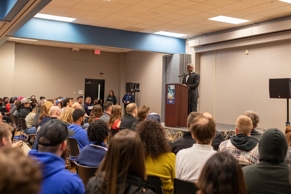 Lt. Col. Allen West, a former Republican Congressman from Florida, spoke to approximately 100 students at 145 Student Union Thursday evening.