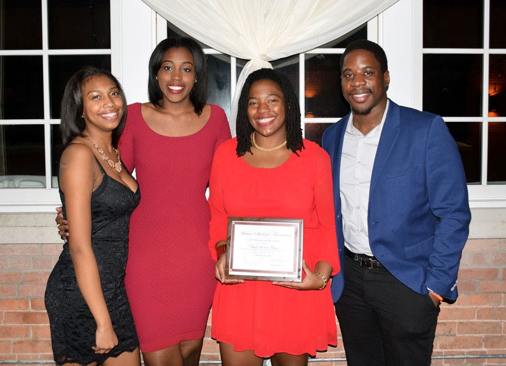 <p>UB’s Black Student Union and the Intercultural Diversity Center are holding events and discussions throughout the month of February to celebrate black culture. From left to right, BSU’s e-board: Jalyssa Gordon, Christina Dunn, Deidree Golbourne and Sean Galette.</p>