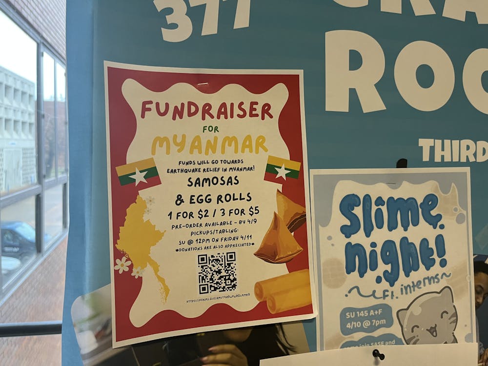A poster for a UB student-organized fundraiser to raise money for earthquake relief in Myanmar 