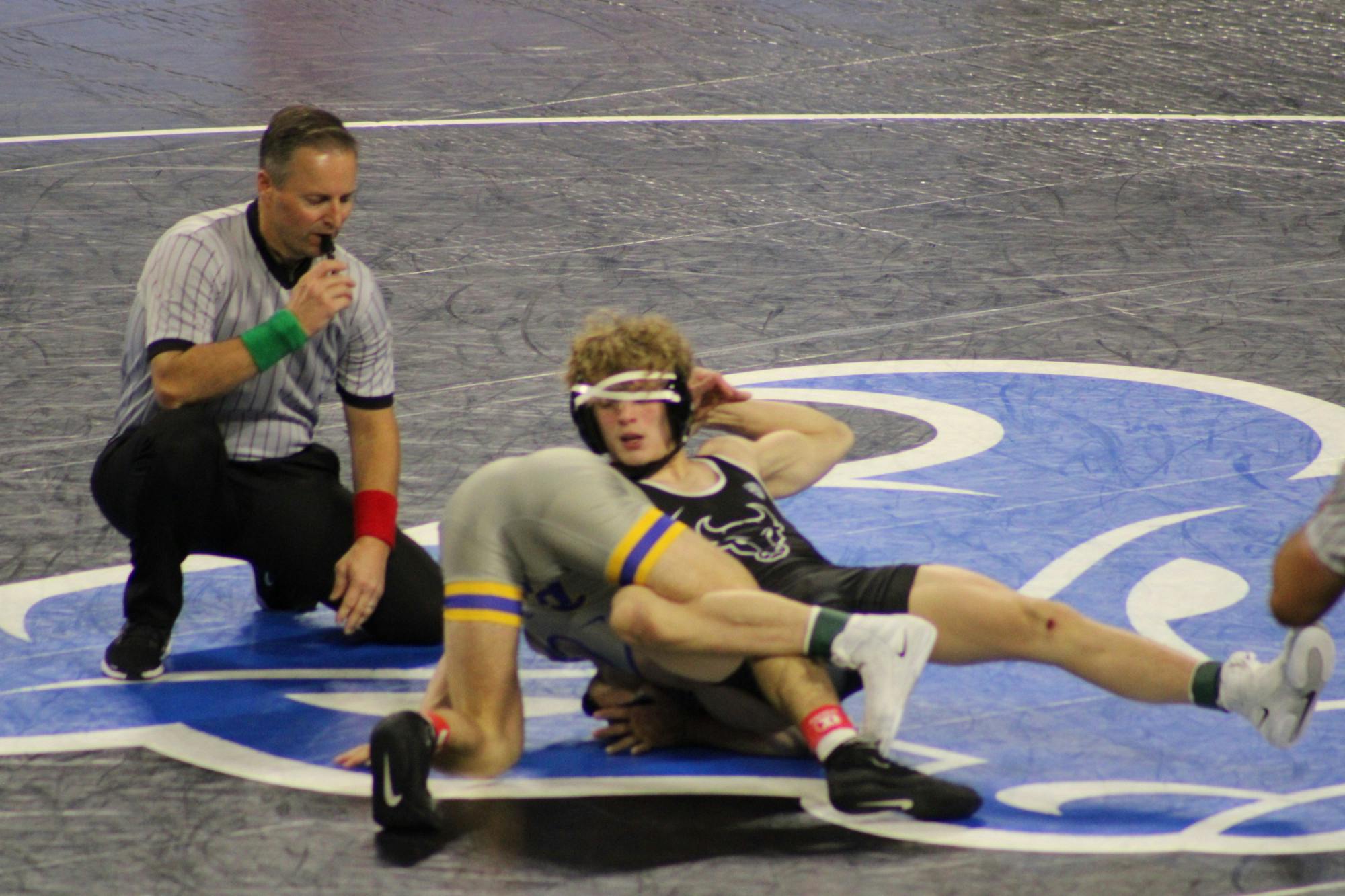 Men's wrestling match at Alumni Arena.