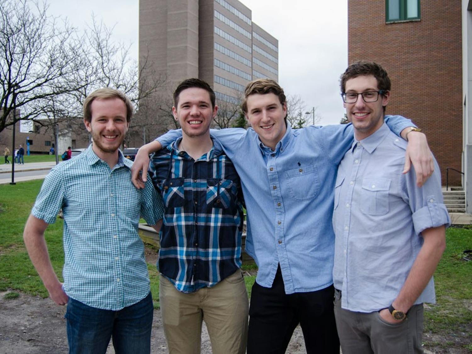 Seniors Adam Schultz, Jesse Bauer, Evan Klein and Jonathan Linfield established the UB cycling club. They want to see it grow more than its 25 consistent members.&nbsp;