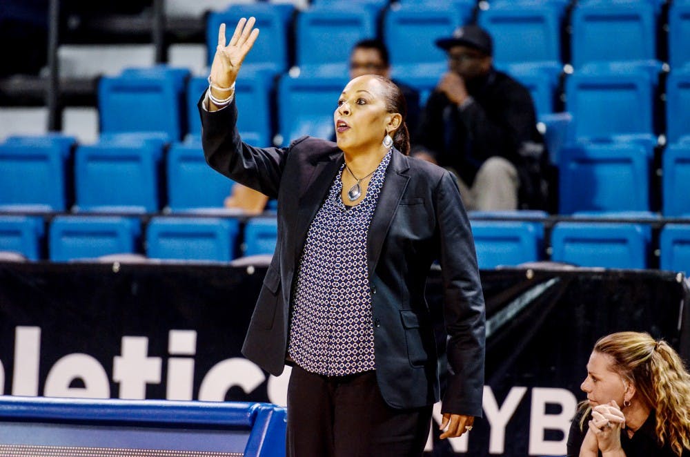 <p>Bulls head coach Felisha Legette-Jack looks on, calling a play for the Bulls. The Bulls have endured a five-game losing streak, but Legette-Jack still believes her team can turn it around.</p>