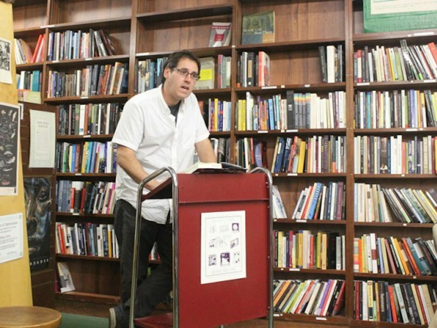 On Tuesday at Talking Leaves, University of Rochester professor Steven Schottenfeld read from his book “Bluff City Pawn.” The book follows the tribulations of a Memphis city pawn shop owner. Cletus Emokpae, The Spectrum
