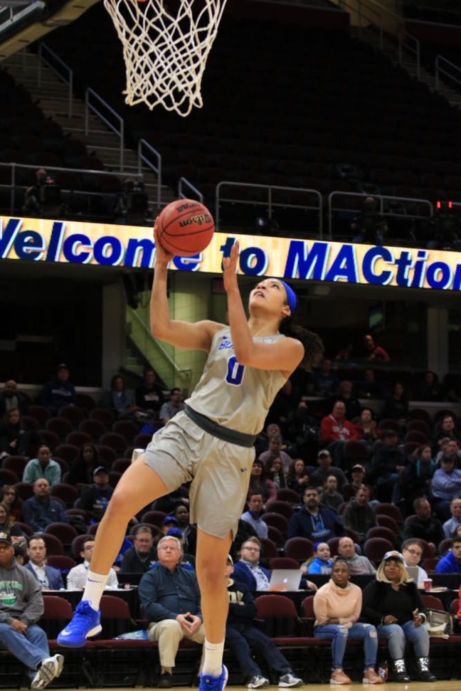 Junior forward Summer Hemphill lays it in. Hemphill will miss the majority of non-conference play after being ruled academically ineligible.